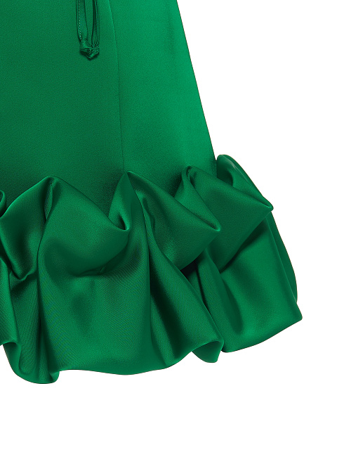 Emerald Green Satin Mini Dress With Puffs, 3