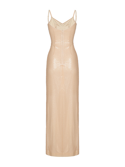 Beige Sequined Maxi Dress, 2