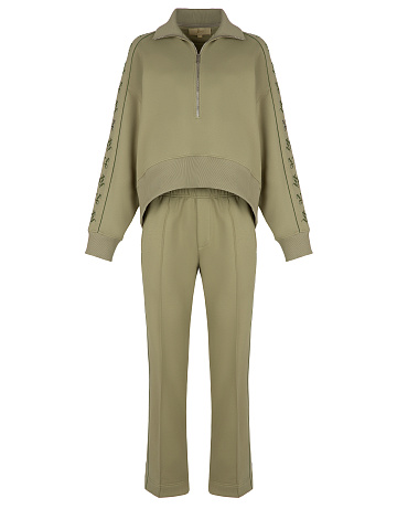 Green YD Embroidery Olive Green Jersey Suit, 1