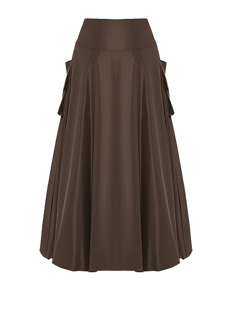 Brown Taffeta Midi Skirt, 2