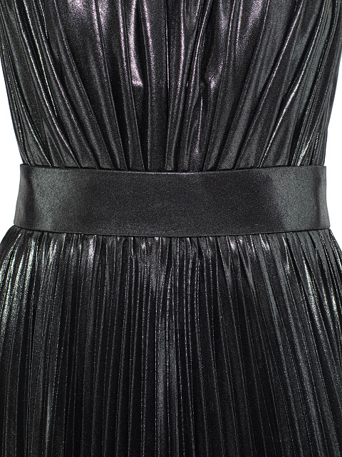 Silver maxi dress made of pleated fabric, 3