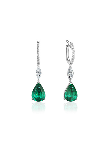 White gold earrings with emerald, 1