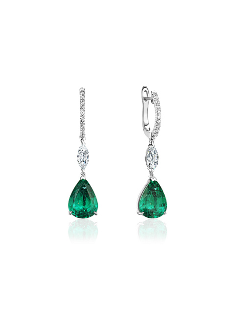 White gold earrings with emerald, 1 White gold earrings with emerald, 1