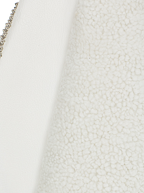 White Studded Leather & Shearling Vest, 5