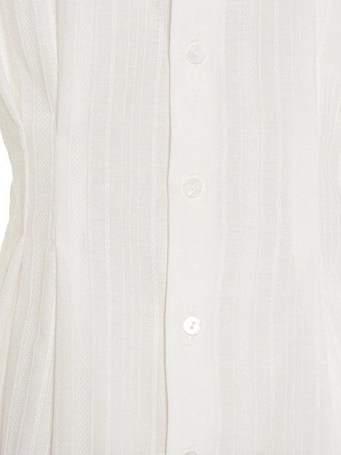 White striped cotton blouse with voluminous sleeves, 3