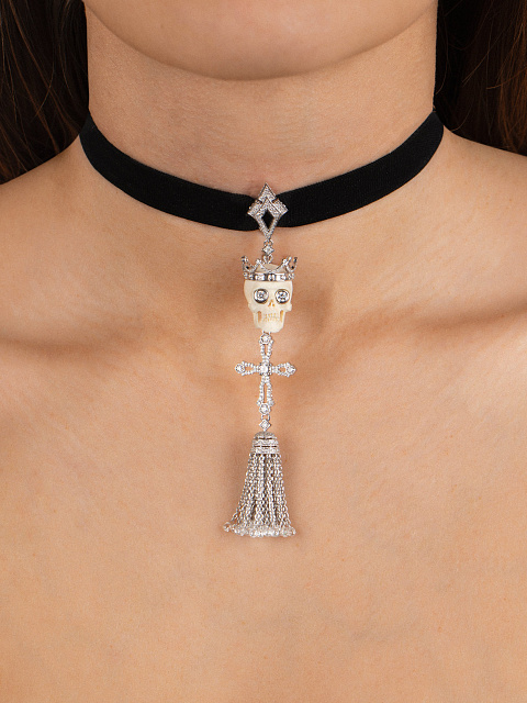 Mammoth Tusk & Briolette Diamond & White Gold Tassel Pendant, 2
