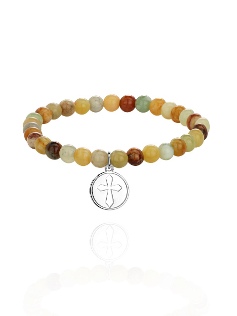 Silver & Jade Beaded Bracelet, 1