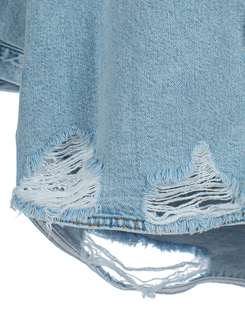 Light Blue Ripped Denim Shirt, 5