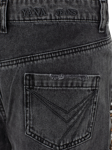 Flared light grey jeans with crystals, 4