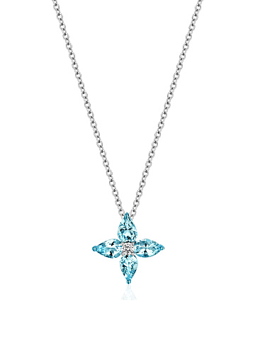 Aquamarine, Diamond & White Gold Necklace, 1