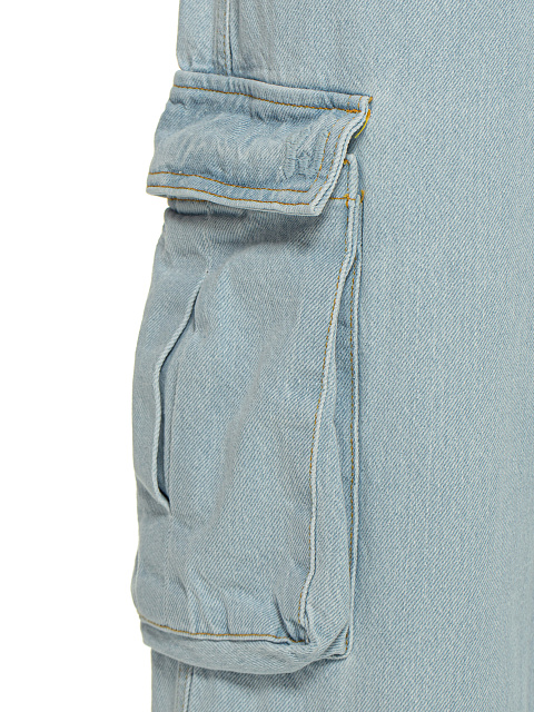 Light Blue Wide Leg Cargo Jeans, 4
