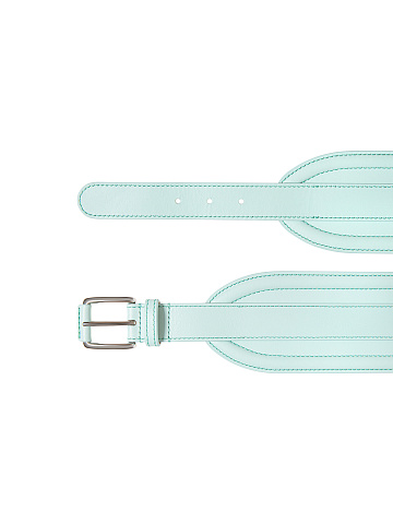 Wide Mint Blue Leather Belt, 2