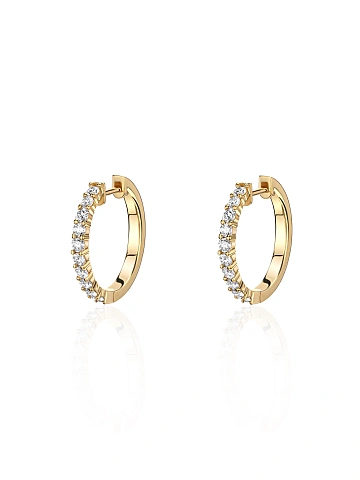 Yellow gold earrings with mother-of-pearl and diamonds, 2