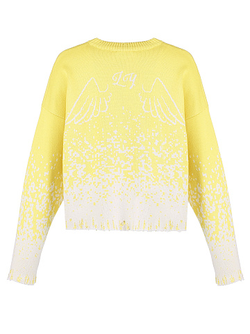 Yellow "Snow Angel" Distressed Sweater, 2
