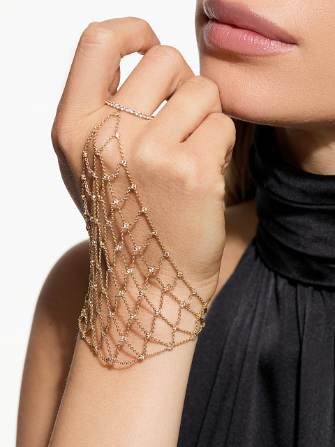 Yellow Gold & Clear Topaz Slave Bracelet, 3