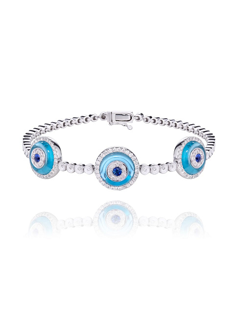 White Gold Diamond Sapphire Quartz Bracelet, 1