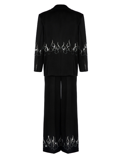 Black Rhinestones Silk Suit, 2