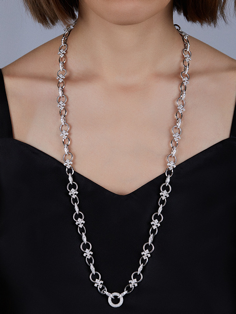 Necklace with a pendant in white gold with emeralds and diamonds, 5