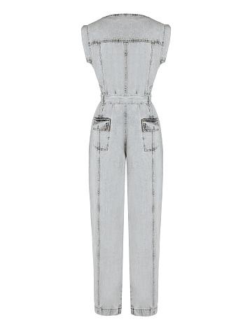 Light Grey Denim Jumpsuit, 2
