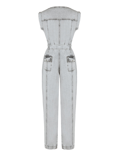 Light Grey Denim Jumpsuit, 2