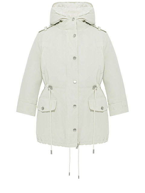Kids’ milk-colored parka made of raincoat fabric with faux fur, 1 Kids’ milk-colored parka made of raincoat fabric with faux fur, 1