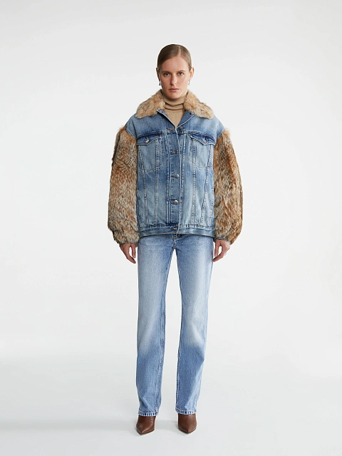 Bobcat Fur Blue Denim Jacket, 5 Bobcat Fur Blue Denim Jacket, 5