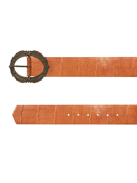 Terracotta Brown Crocodile Belt, 2