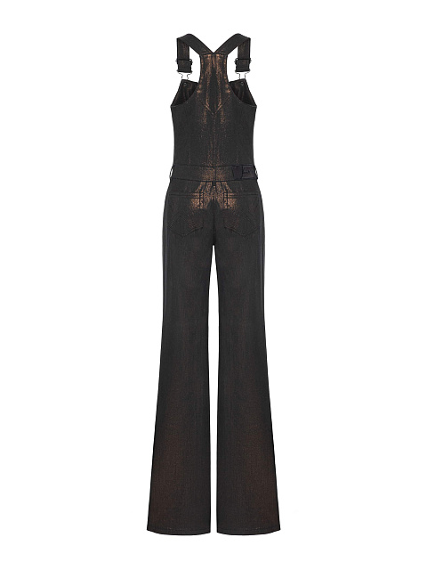 Black denim jumpsuit with coating, 2
