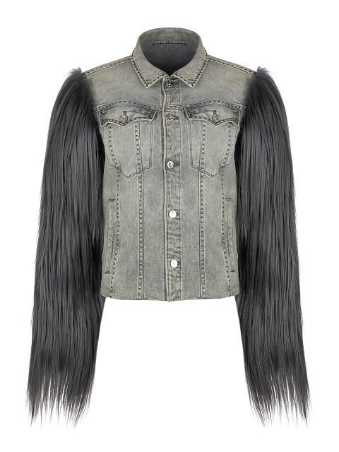 Grey Denim & Yak Fur Jacket, 1 Grey Denim & Yak Fur Jacket, 1