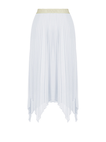 White Pleated Asymmetric Midi Skirt, 2
