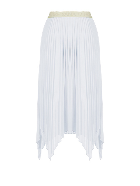White Pleated Asymmetric Midi Skirt, 2