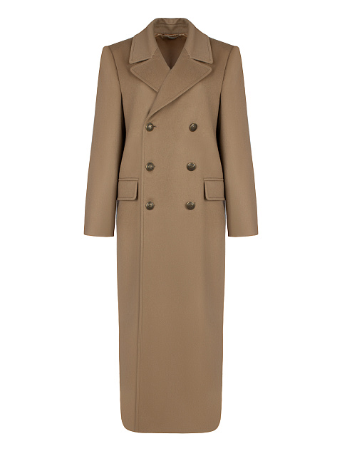 Beige Wool Double-Breasted Coat, 1