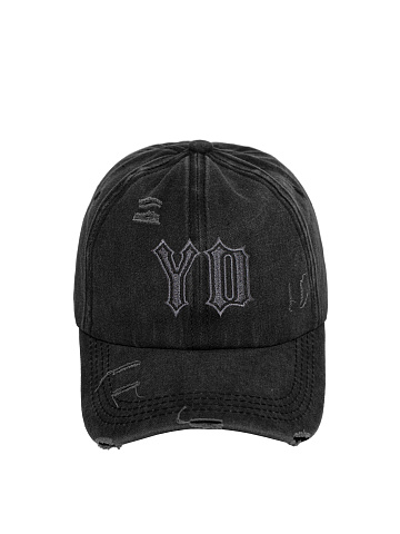 Dark Grey Denim "YD" Embroidered Cap, 2