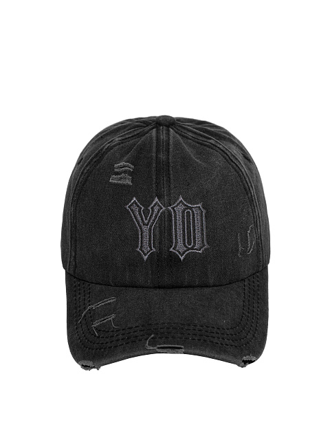 Dark Grey Denim "YD" Embroidered Cap, 2 Dark Grey Denim "YD" Embroidered Cap, 2