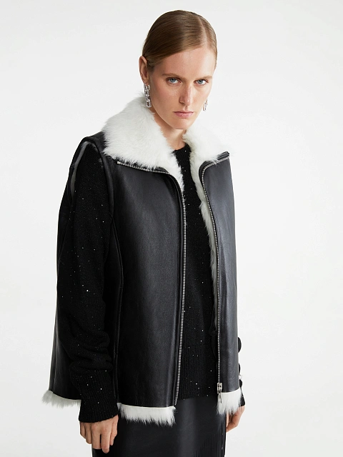 Black & White Shearling Vest, 10