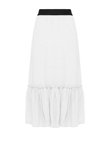White Cotton Lace Midi Skirt, 2