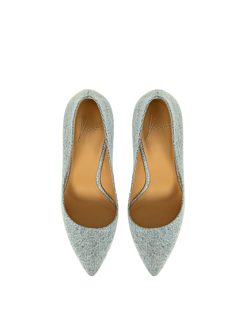 Light Blue Washed Denim Pumps, 4