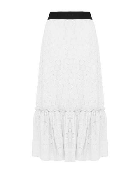 White Cotton Lace Midi Skirt, 2