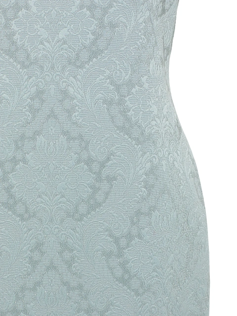 Grey Floral Pattern Jacquard Midi Dress, 3