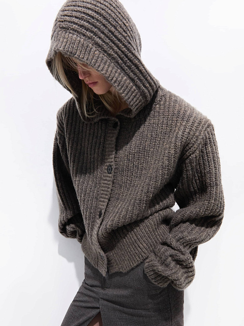 Grey hooded cardigan, 4