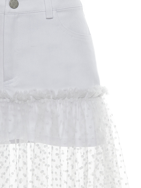 White Tulle & Denim Midi Skirt, 4