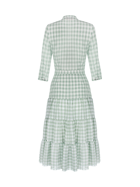 Green Checked Chiffon Midi Dress, 2