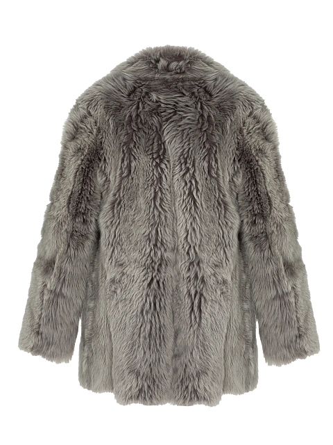 Gray Cropped Sheepskin Coat, 5
