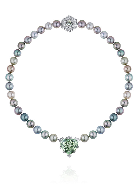 White Gold, Pearls & Tourmalines Necklace, 4