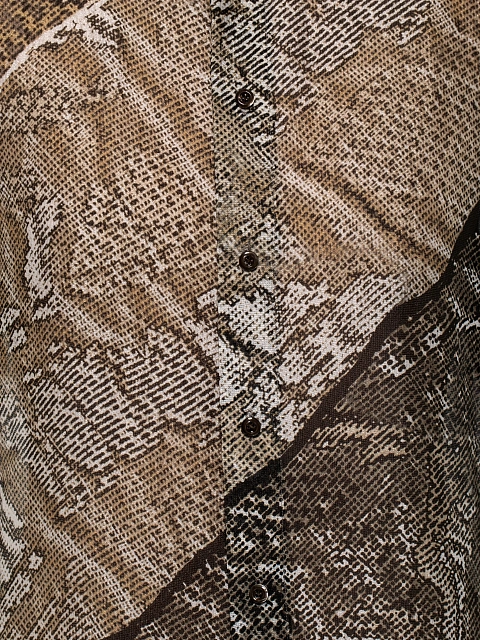 Brown Snake Skin Print Chiffon Blouse, 3