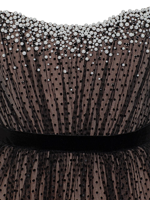 Black Polka Dot Tulle Maxi Dress, 4