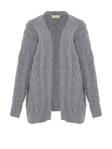 Grey Cable Knit Cardigan, 1