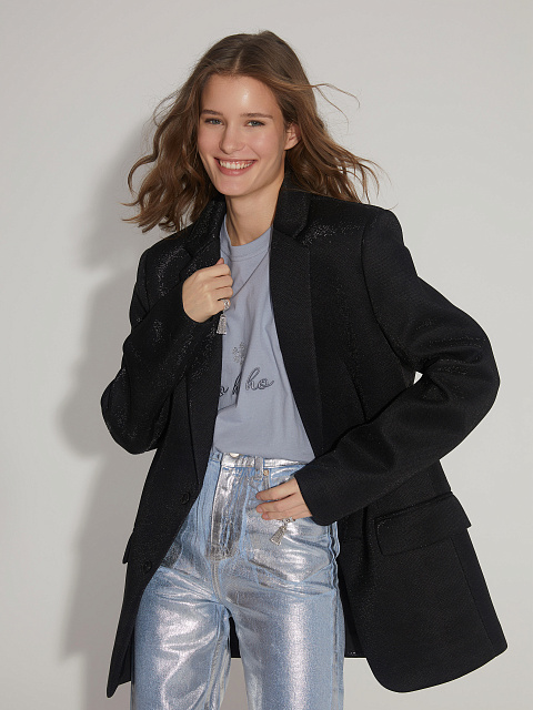 Black single-breasted jacket with lurex, 5