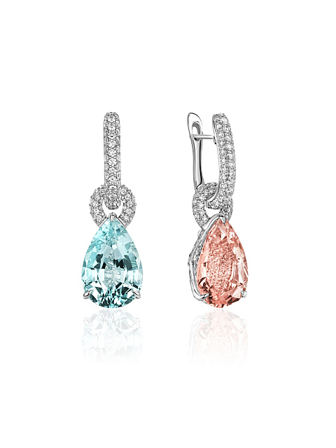Earrings with aquamarine and morganite, 1