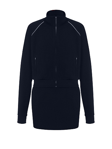 Dark Blue Tracksuit Of Sweatshirt And Mini Skirt, 1
